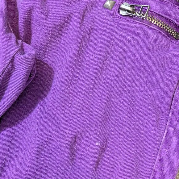 RUE 21 Purple Stretchy Denim Low-Rise Skinny Jeans; Zippers; Size 0/1 - Picture 3 of 5